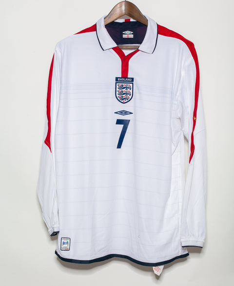 England 2004 Beckham Long Sleeve Reversible Home Kit (L)