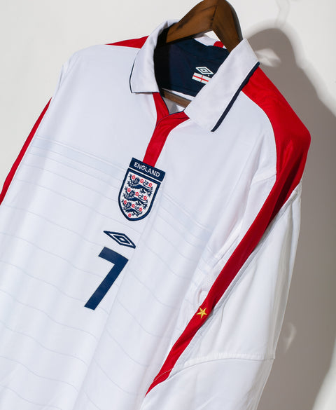 England 2004 Beckham Long Sleeve Reversible Home Kit (L)