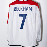 England 2004 Beckham Long Sleeve Home Kit (M)
