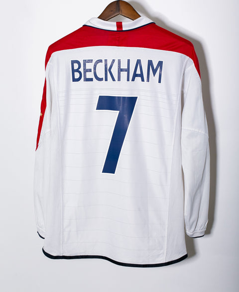 England 2004 Beckham Long Sleeve Home Kit (M)