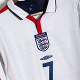 England 2004 Beckham Long Sleeve Home Kit (M)