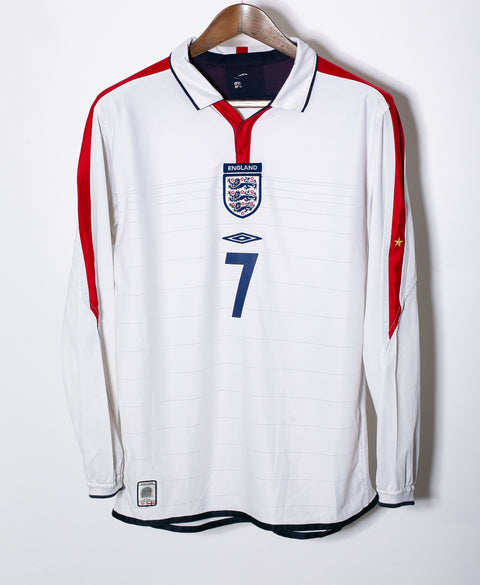 England 2004 Beckham Long Sleeve Home Kit (M)