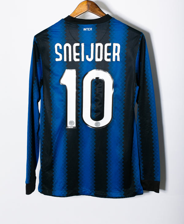 Inter Milan 2010-11 Long Sleeve Player Issue Sneijder Home Kit (M)