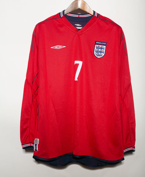 England 2002 Beckham Reversible Long Sleeve Away Kit (XL)