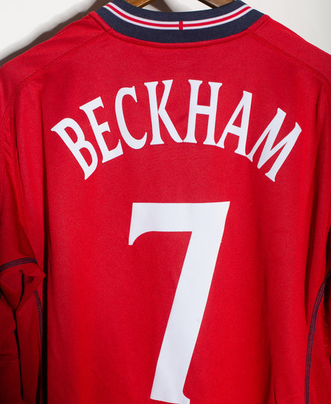 England 2002 Beckham Reversible Long Sleeve Away Kit (XL)