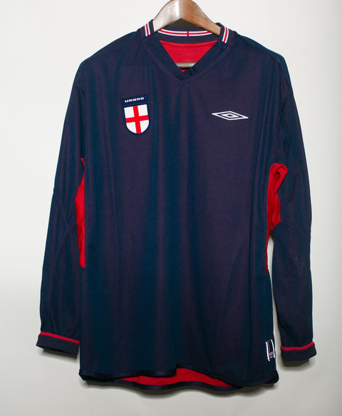 England 2002 Beckham Reversible Long Sleeve Away Kit (XL)