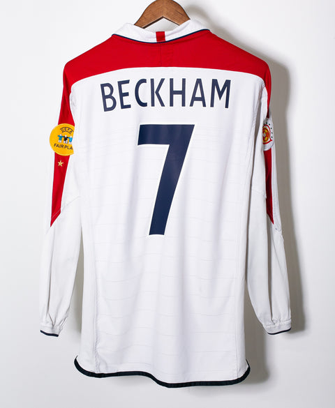 England 2004 Beckham Long Sleeve Home Kit (L)