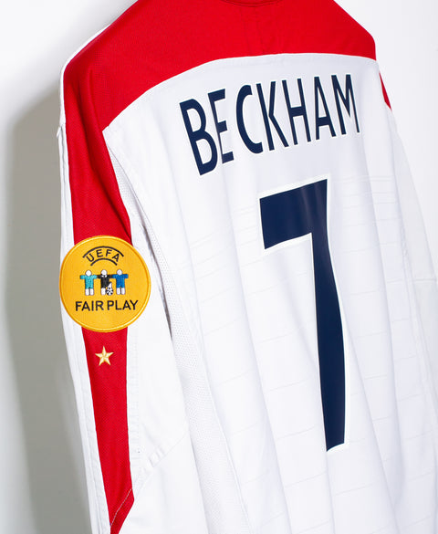 England 2004 Beckham Long Sleeve Home Kit (L)