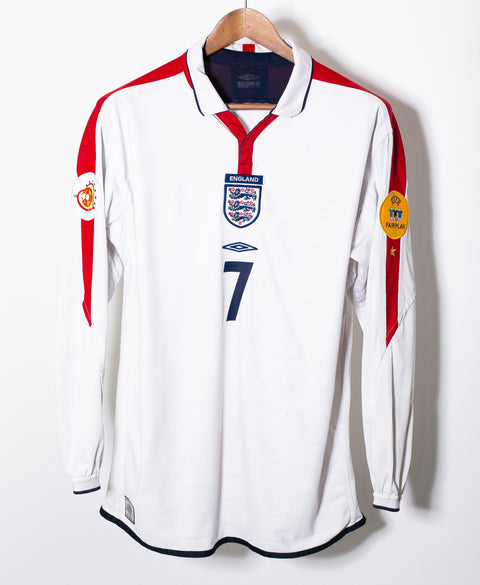 England 2004 Beckham Long Sleeve Home Kit (L)