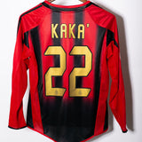 AC Milan 2004- 05 Kaka Long Sleeve Home Kit (YL)