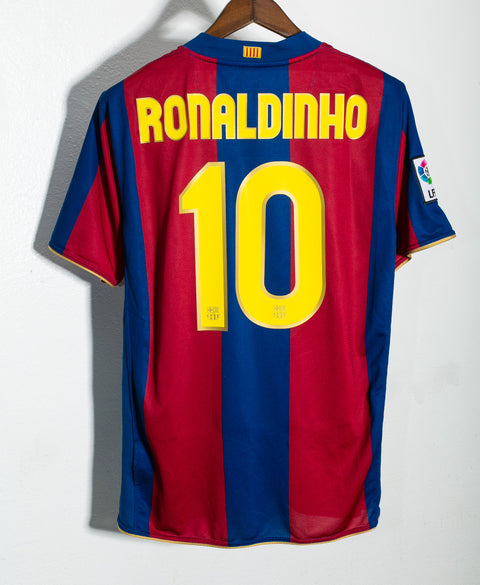 Barcelona 2007-08 Ronaldinho Home Kit (L)