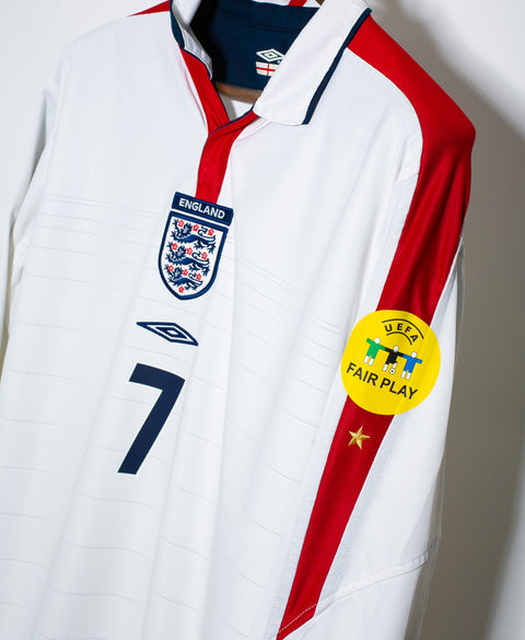 England 2004 Beckham Long Sleeve Home Kit (M)