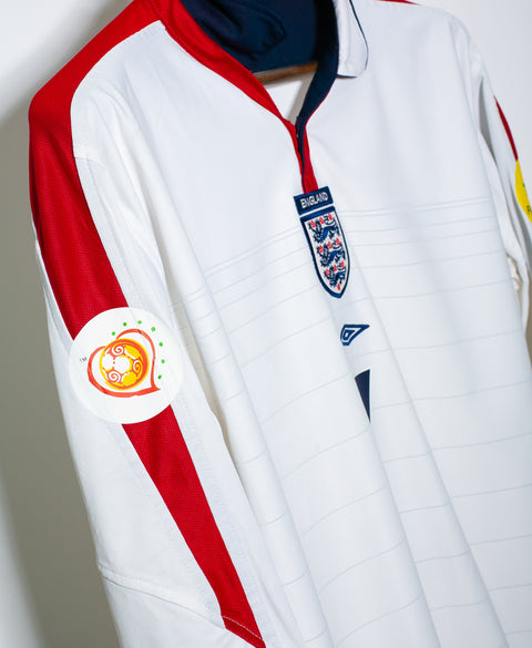 England 2004 Beckham Long Sleeve Home Kit (M)