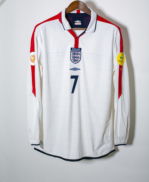 England 2004 Beckham Long Sleeve Home Kit (M)