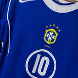 Brazil 2004 Ronaldinho Long Sleeve Away Kit (S)