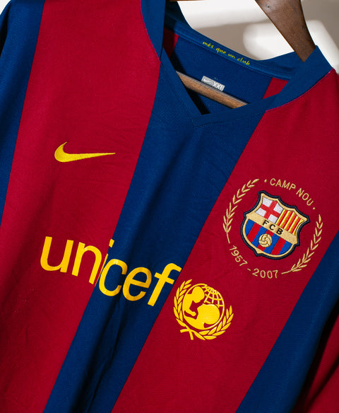 Barcelona 2007-08 Ronaldinho Home Kit (2XL)