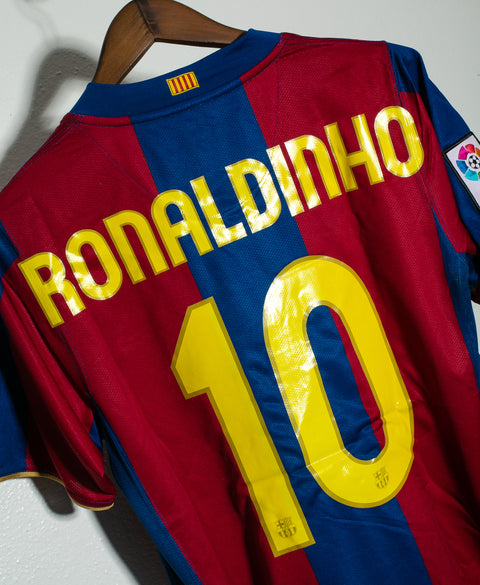 Barcelona 2007-08 Ronaldinho Home Kit (S)