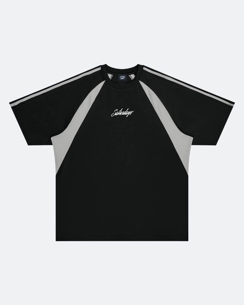Saturdays Football Unisex Raglan Color Block T-Shirt - Black / Grey