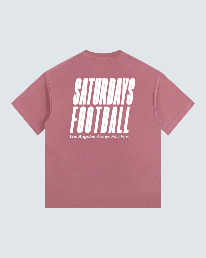 Saturdays Football Los Angeles Vintage Washed Oversized Cotton T-Shirt in Ancora Red