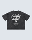 Cities Mineral Wash Boxy Cotton T-Shirt - Black
