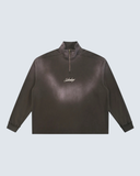 Sun Fade Raw Edge Quarter-Zip Sweatshirt