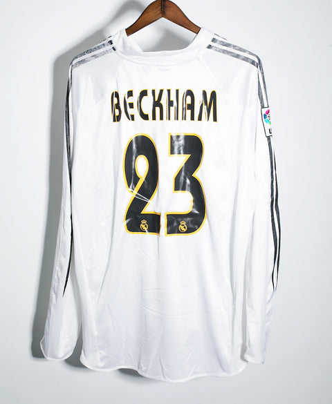 Real Madrid 2004-05 Beckham Long Sleeve Home Kit (2XL)