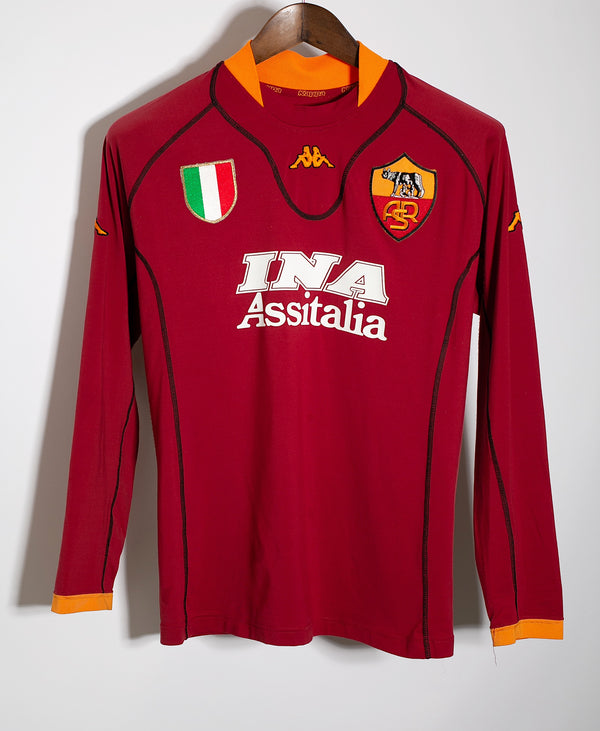 Roma 2001-02 Totti Long Sleeve Home Kit (M)