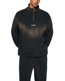 Sun Fade Raw Edge Quarter-Zip Sweatshirt