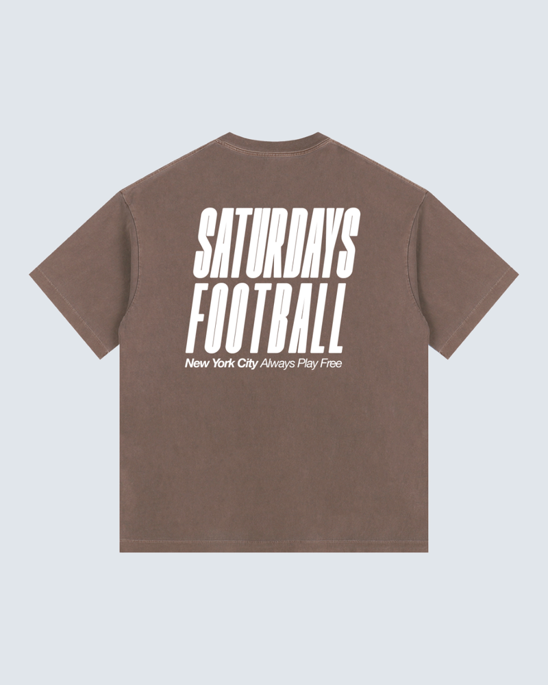 Saturdays Football New York City Vintage Washed Oversized Cotton T-Shirt in Coffee