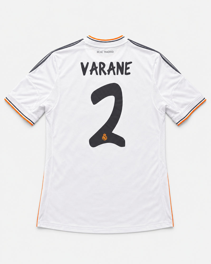 Real Madrid 2013-14 Varane home vintage football shirt, size Medium, back.