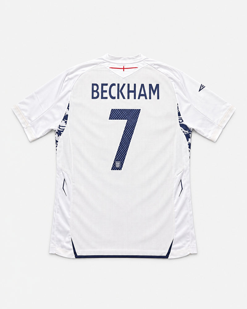 England 2007-08 Beckham home vintage football shirt, size 2XL, back.