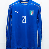 Italy 2016 Pirlo Long Sleeve Player Issue Home Kit (XL)