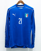 Italy 2016 Pirlo Long Sleeve Player Issue Home Kit (XL)