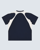 Navy Contrast Panel Cotton T-Shirt