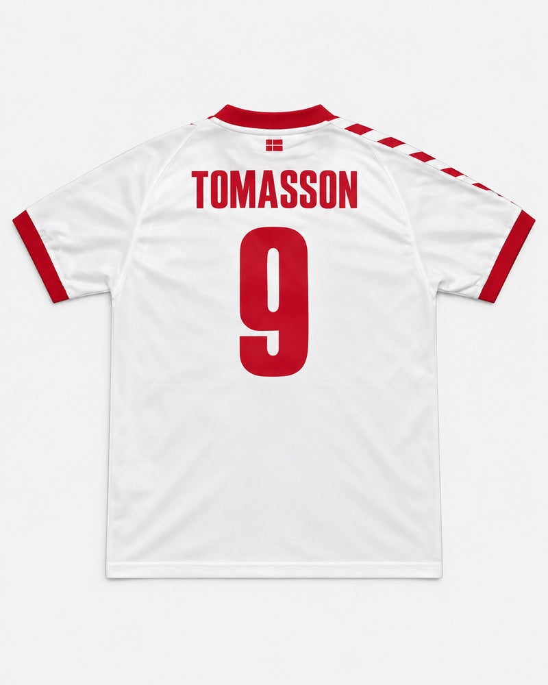 Denmark 2002-03 Tomasson away vintage football shirt, size Medium, back.