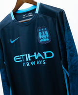 Manchester City 2015-16 Kun Aguero Long Sleeve Away Kit (M)