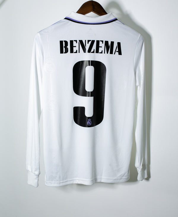 Real Madrid 2022-23 Benzema Long Sleeve Home Kit NWT (YL)