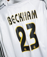 Real Madrid 2004-05 Beckham Long Sleeve Home Kit (2XL)