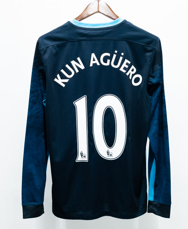 Manchester City 2015-16 Kun Aguero Long Sleeve Away Kit (M)