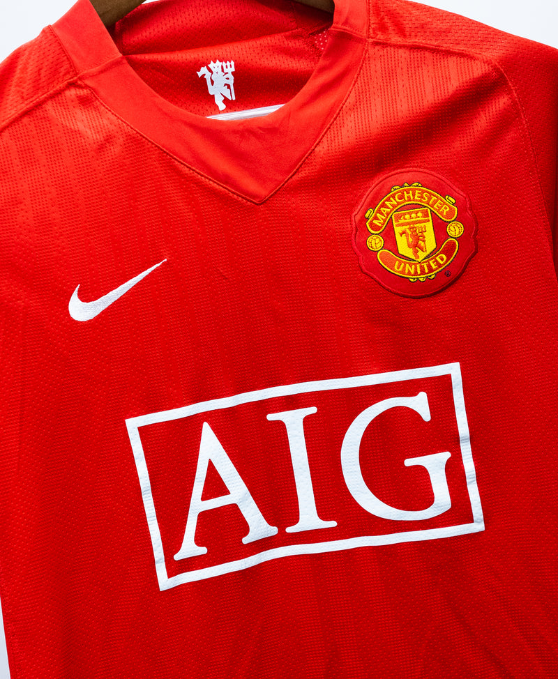 Manchester United 2007-08 Ferdinand Long Sleeve Home Kit (S)