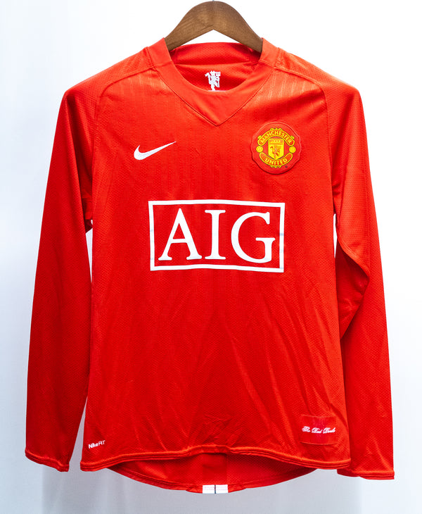 Manchester United 2007-08 Ferdinand Long Sleeve Home Kit (S)