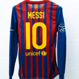 Barcelona 2011-12 Messi Long Sleeve Player Issued Home Kit (L)