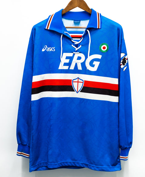 Sampdoria 1994-95 Long Sleeve Mancini Home Kit (XL)