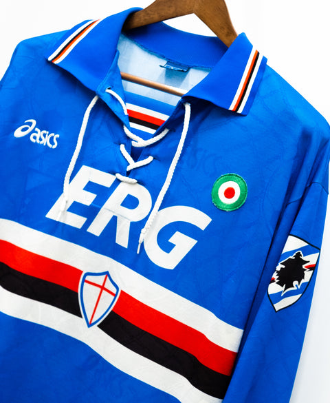 Sampdoria 1994-95 Long Sleeve Mancini Home Kit (XL)