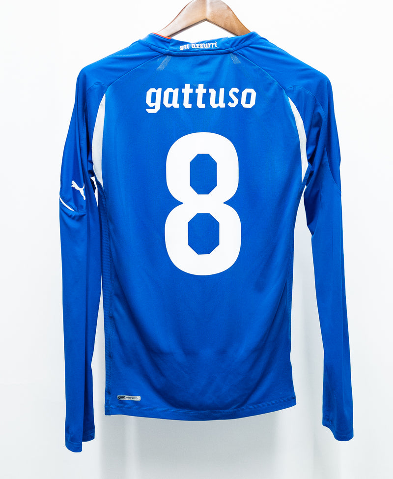 Italy 2010 Gattuso Player Issue Long Sleeve Home Kit (L)