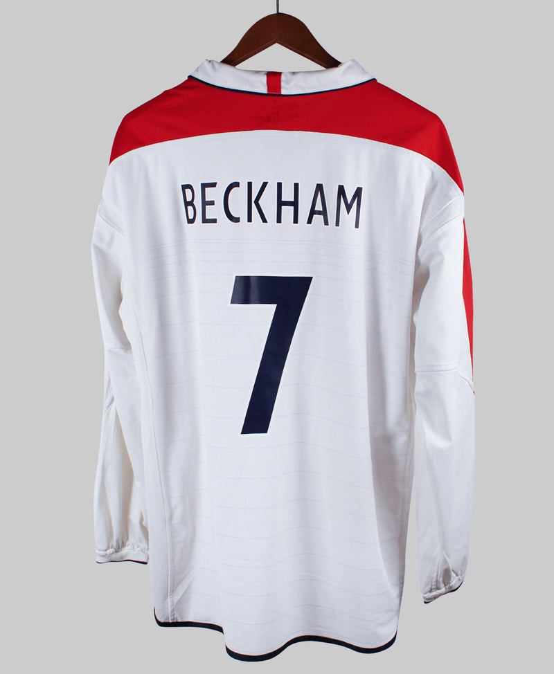 England 2003-04 Beckham Long Sleeve Home Kit (2XL)