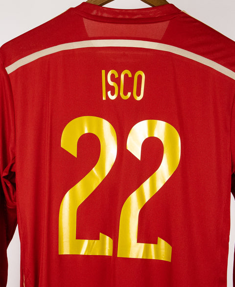 Spain 2014 Isco Long Sleeve Player Issue Home Kit (M)