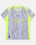 Front of Manchester City 2025-26 third kit, Puma shirt, Rodrigo vintage football shirt, size XL, flat lay