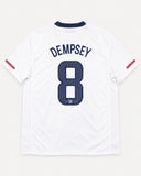 Back of USA 2010-11 home kit with Clint Dempsey name and number, vintage football shirt, size XL, flat lay