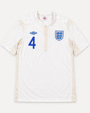 Front of England 2011-12 home kit, white Umbro shirt, Steven Gerrard vintage football shirt, size M, flat lay